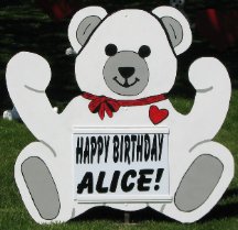 White Teddy Bear Theme Sign