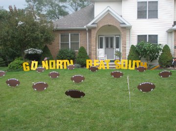 GO NORTH BEAT SOUTH Lawn Letters w/Footballs