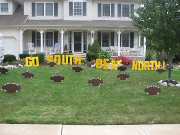 GO SOUTH BEAT NORTH Lawn Letters w/Footballs